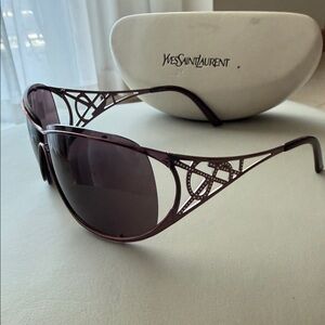 Yves Saint Laurent Vintage 6083/Strass Oversized Shield Sunglasses